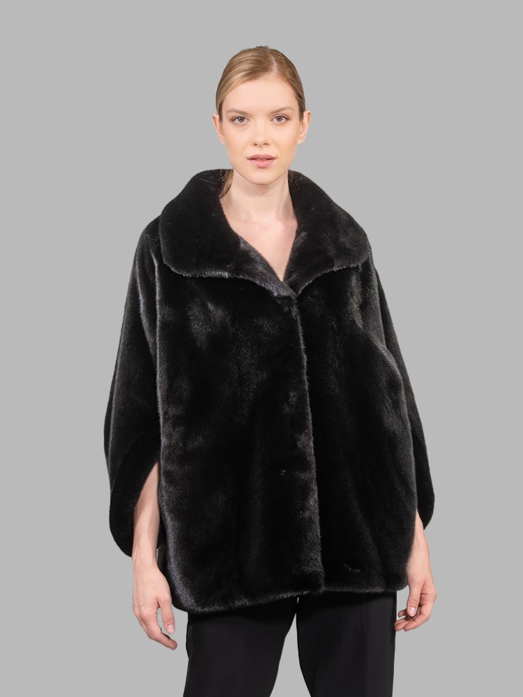 Total Black Mink Fur Cape - Finezza Fur