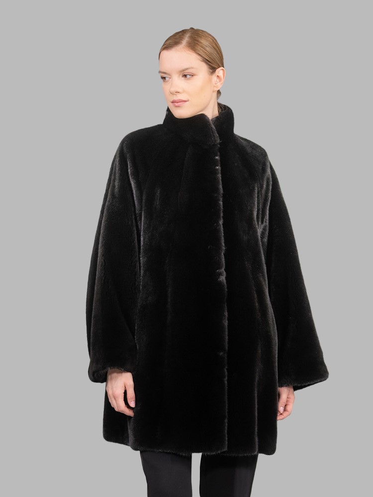 Black Mink Fur Cape - Finezza Fur